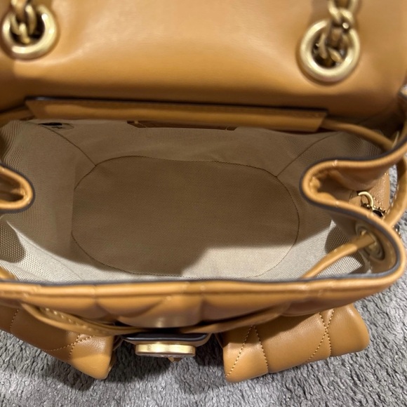 Coach Tan Quilted Backpack with Gold Accents - Picture 7 of 8